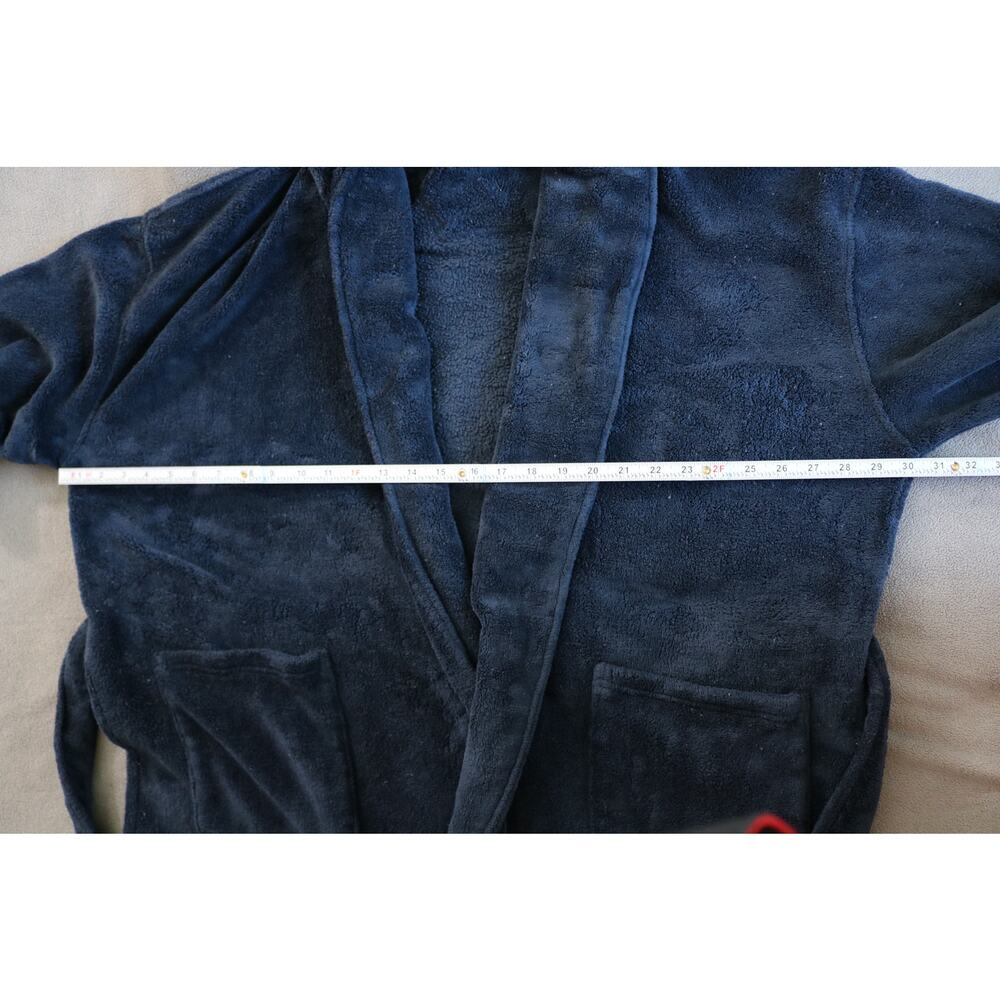 NAUTICA Sleep Robe Mens Navy Blue Soft Fuzzy Belted Pockets Sleepwear Lounge - Picture 8 of 14